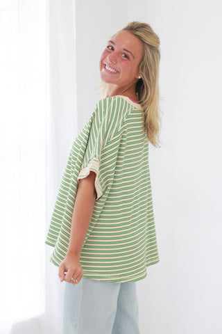 You've Got This Stripe Top in Green Apple