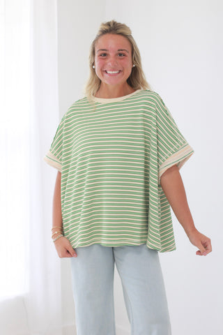You've Got This Stripe Top in Green Apple