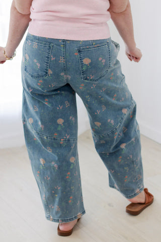 A Floral Daydream Denim Barrel Jeans