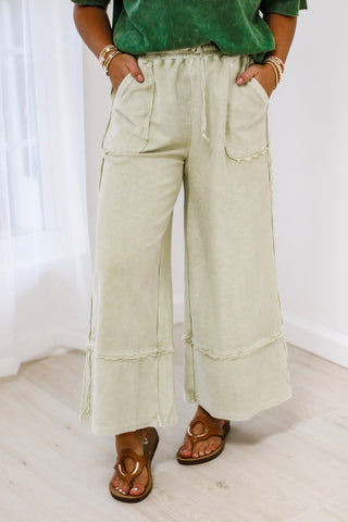 Stand Up Gal Wide Leg Pants in Faded Olive