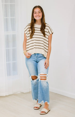 Many Reasons to Love You Striped Top in Oatmeal