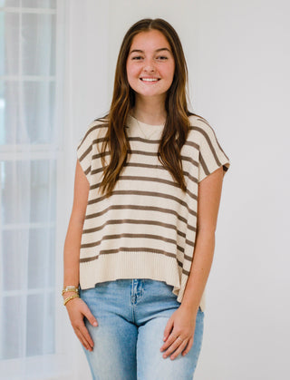 Many Reasons to Love You Striped Top in Oatmeal
