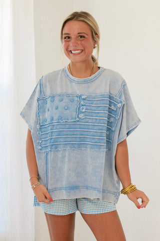 Flag Day Casual Top in Blue