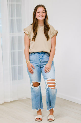 Braided Beauty Blouse in Taupe
