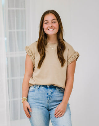 Braided Beauty Blouse in Taupe