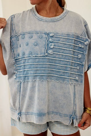Flag Day Casual Top in Blue