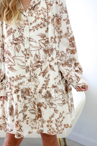 Satin Elegance Floral Print Dress
