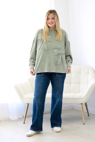Tied Up in You Hoodie in Sage