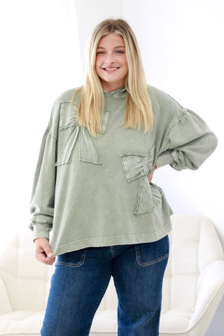 Tied Up in You Hoodie in Sage