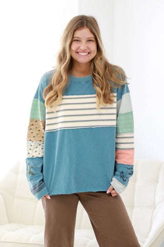 Lifetime of Love Mineral Wash Top in Teal