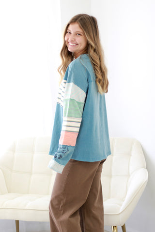 Lifetime of Love Mineral Wash Top in Teal