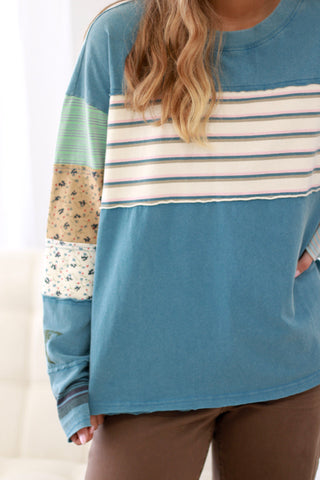 Lifetime of Love Mineral Wash Top in Teal