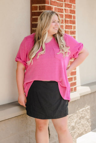 On My Own Now Ribbed Top in Orchid