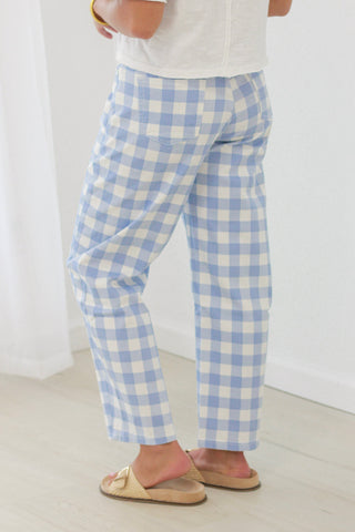 Summer Blues Gingham Pants in Light Blue