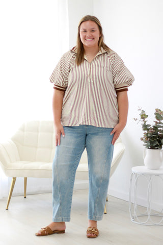 Mostly Mocha Stripe Blouse