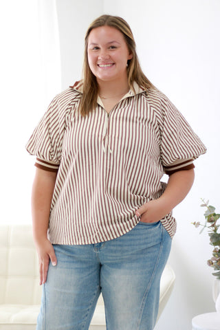 Mostly Mocha Stripe Blouse