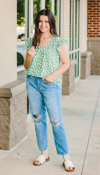 Green with Envy Floral Blouse