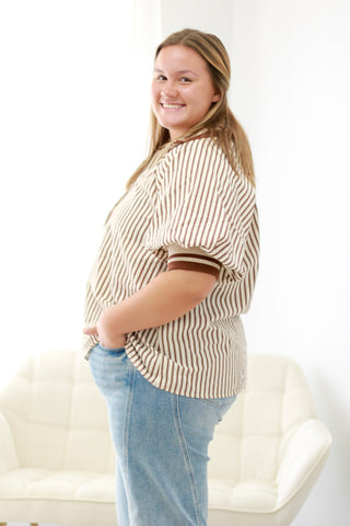 Mostly Mocha Stripe Blouse