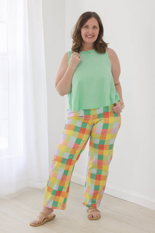 Fun for Summer Mixed Print Pants in Light Blue