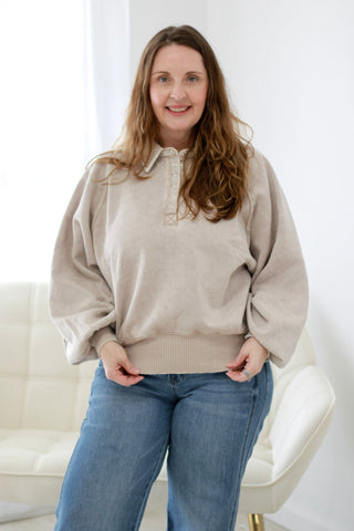 Talk of the Town Button-Up in Ash Mocha