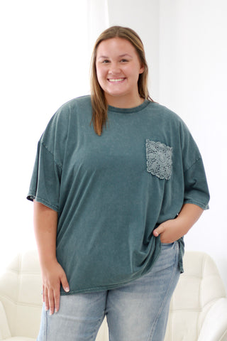 A Touch Extra Crochet Pocket Top in Teal