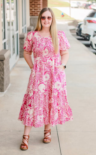 Summer Prints Dress in Pink