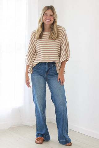 Most of My Love Striped Top in Mocha