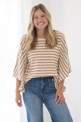 Most of My Love Striped Top in Mocha