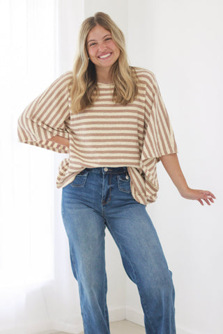 Most of My Love Striped Top in Mocha