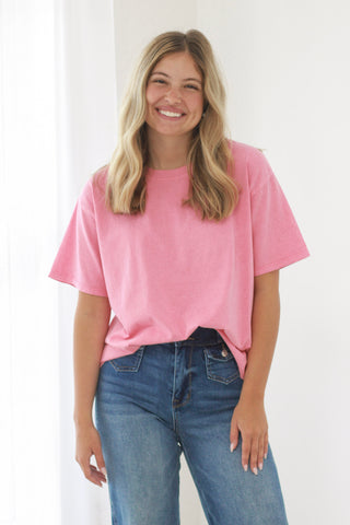 Stay With Me Tee in Taffy Pink