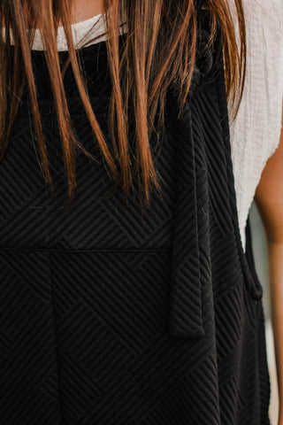 Dancing in the Rain Black Textured Romper