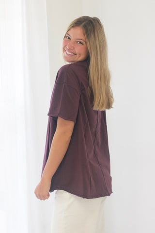 Natural Life Take it In Cotton Tee in Cranberry