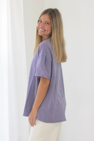 Natural Life Take it In Cotton Tee in Lavender
