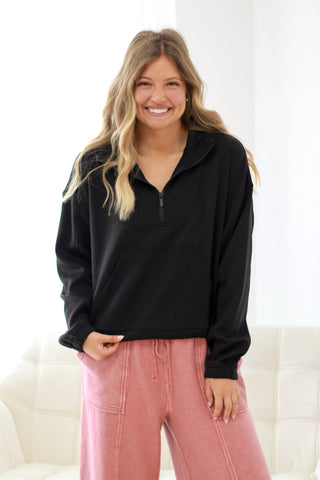 Simply the Best Half-Zip Pullover in Black