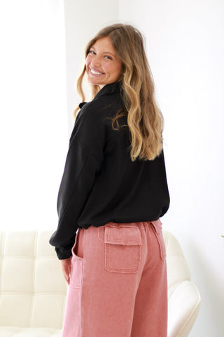 Simply the Best Half-Zip Pullover in Black