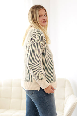 You Belong to Me Textured Sweater in Dark Green