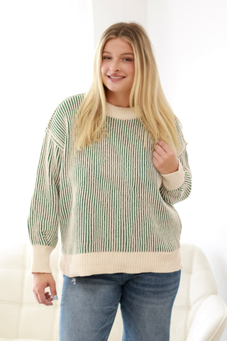 You Belong to Me Textured Sweater in Dark Green