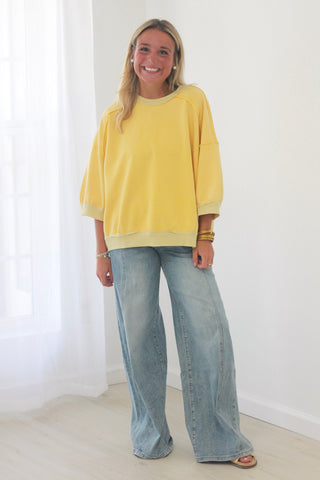 Better Together Mineral Washed Top in Sunflower Yellow