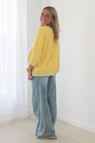 Better Together Mineral Washed Top in Sunflower Yellow