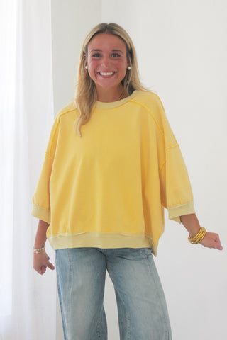 Better Together Mineral Washed Top in Sunflower Yellow