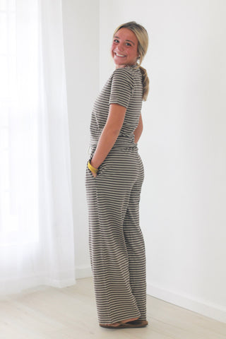 Everyday Ease Striped Lounge Set in Chocolate Brown