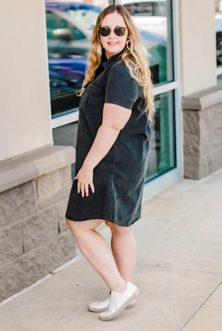Can't Be Left Behind Dress in Charcoal