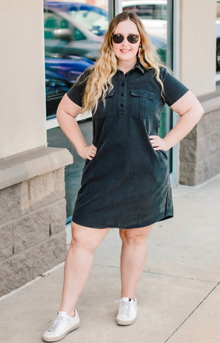 Can't Be Left Behind Dress in Charcoal