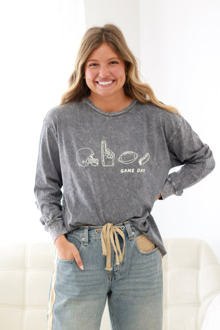 Game Day Doodles Mineral Wash Top