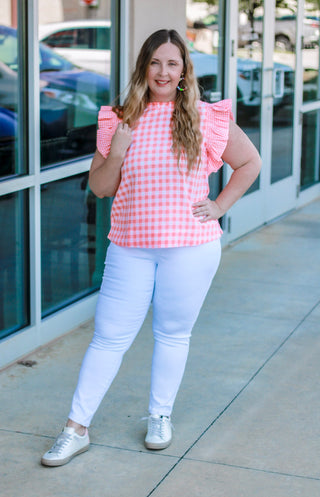 Wearing Orange Again Checkered Top