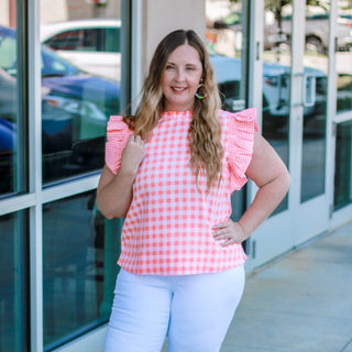 Wearing Orange Again Checkered Top