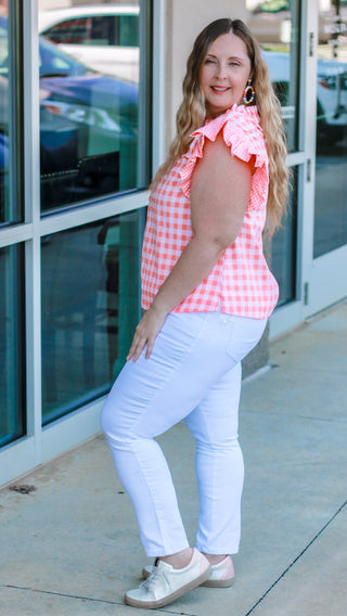 Wearing Orange Again Checkered Top