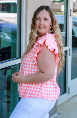 Wearing Orange Again Checkered Top