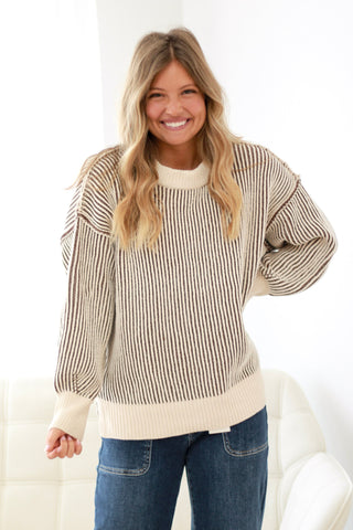 You Belong to Me Textured Sweater in Brown