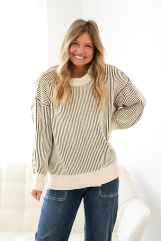 You Belong to Me Textured Sweater in Brown